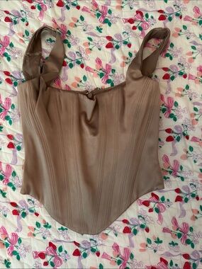 House of CB Taupe Satin Corset Camisole
